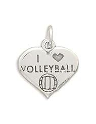 Sterling Silver I Love Volleyball Charm