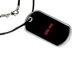 Bite Me - Vampire - Military Dog Tag Black Satin Cord Necklace