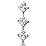 1.8 Ct Diamond Pendant Princess Prong Journey Chain 14k White Gold