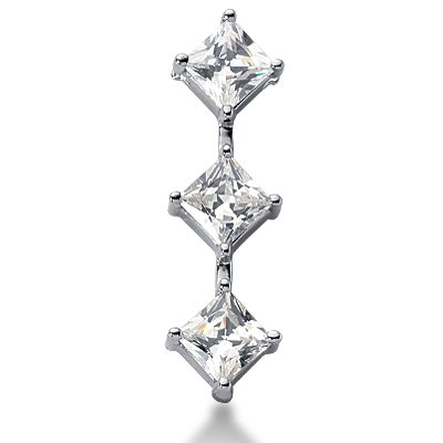 1.8 Ct Diamond Pendant Princess Prong Journey Chain 14k White Gold