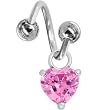 Pink Gem Heart Solitaire Spiral Twister Belly Ring