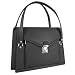 L.A.P.A. Double Compartment Calf Leather Women's Briefcase Black
