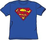 Superman ACTION SHIELD Superhero Adult Royal Blue T-shirt Tee Shirt