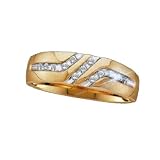 Mens Stunning 3 Channel Set Diamond Wedding Band- Yellow Gold