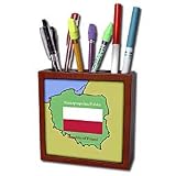 777images Flags and Maps - The map and flag of Poland with the Republic of Poland printed in English and Polish - Tile Pen Holders-5 inch tile pen holder