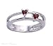 Sterling Silver Open Band Garnet Hearts Ring