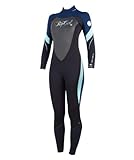Rip Curl Women's Dawn Patrol 3/2 FL Wetsuit (Black/Blue, 4)
