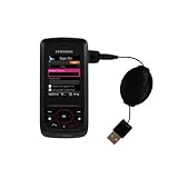 Retractable USB Cable for the Samsung SGH-T729 with Power Hot Sync and Charge capabilities - Gomadic Brand w/ TipExchange Technology