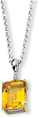 0.045ctw. Sterling Silver &amp; 14K Citrine &amp; Diamond Necklace- 18 inch