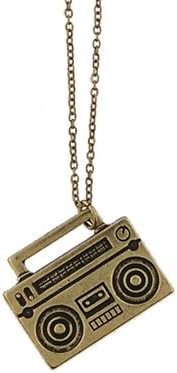 Antique Gold Tone Boombox Pendant Necklace-18 IN + 2 IN