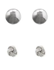 Sterling Silver Love Knot Stud and 5mm Ball Stud Earrings Set