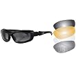 Bobster Road Hog II Convertible Motorcycle Harley Sunglasses - Black/Anti-fog Smoked, Amber, Dual-Grade Reflective, Clear