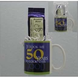 50 Years to Look This Good Mug - Festive 50th Birthday Coffee Mug Gift Set by Distributed Wellhaven Gifts for Seniors & Boomers