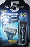 Magnum 5 Blade Razor With Trimmer and 20 Replacement Cartridges