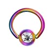 18 Gauge 1/4" Austrian Crystal Rainbow Titanium BCR Captive Ring
