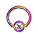 18 Gauge 1/4" Austrian Crystal Rainbow Titanium BCR Captive Ring