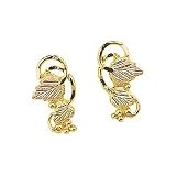 Beautiful! Diamond-cut 10K Yellow-gold Black Hills Gold 2 Leaf Dangle-Post-earrings