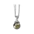 14K White Gold Freshwater Cultured Black Pearl and Diamond Pendant w/Chain