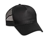 Professional Style Cotton Twill Five Panel Low Profile Pro Style Mesh Back Adjustable Hat Cap - Black