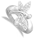 Jewelco London 18 carat solid white gold 10pts pavé-set Fine Diamond butterfly design Spinning Top Ring