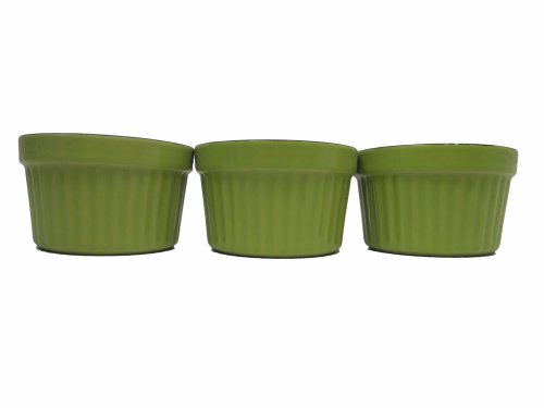 Round Baker Non-Stick Stoneware 6 Oz (3 Pack) (Green)
