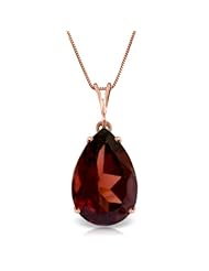 14K Gold 5.0 carat Teardrop Natural Garnet Pendant Necklace