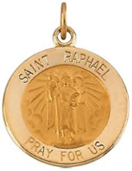 St. Saint Raphael Medal Pendant 14K Gold Yellow R16328