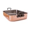 Mauviel Cuprinox 2.5 mm 14-by-10-Inch Rectangular Roasting Pan with 7-Quart Capacity and Cast-Iron Handles