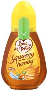 100% Pure Honey,Squeezy HONEY LUNE DE MIEL 8.80 Oz/250 g,No additives,Rich in vitamins, minerals ,Moisturizes Skin,Protects Against Damage