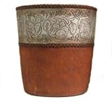 Cowboy WESTERN home faux leather with faux antler concho BATH Wastebasket decor TRASH CAN