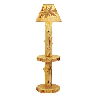 Fireside Lodge 19240 Traditional Cedar Log Floor Lamp with Shelf