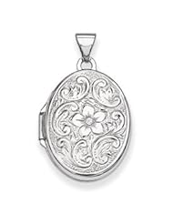Genuine IceCarats Designer Jewelry Gift Sterling Silver Oval Floral Locket