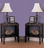 2/two Dark Espresso Vinyl Top Night Stands with Dark Cherry Legs