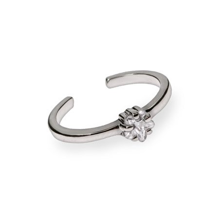 Eve's Addiction Brilliant Cut Twinkling Star CZ Sterling Silver Toe Ring