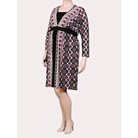 Motherhood Maternity: Plus Size 3/4 Sleeve Faux Wrap Maternity Dress