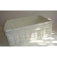 White wicker storage basket with white cotton lining large