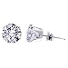 TDEZ2070-C Nickel Free 8mm Round Cubic Zirconia Sterling Silver Post Friction Back Stud Earrings