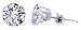 Sterling Silver 8 MM Round Simulated Clear Cubic Zirconia Stud Post Friction Back Earrings