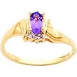 14K Gold 0.01 cttw Amethyst & Clear Diamond Birthstone Right Hand Ring