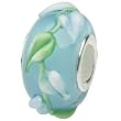 Murano Style Glass Teal Hearts Sterling Silver Core European Bead Charm