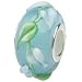 Murano Style Glass Teal Hearts Sterling BEAD CHARM fits Pandora Chamilia Biagi Bracelet GIFT BOXED