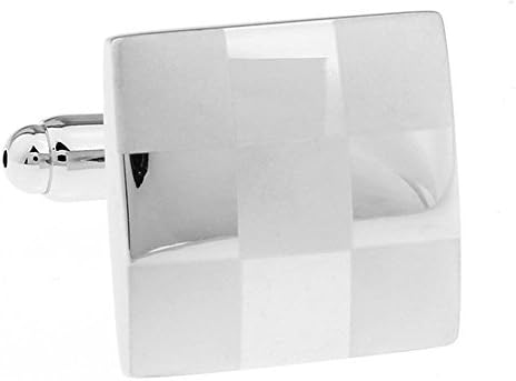 Black Silver Grid Stainless Steel Mens Wedding Gift Cuff Links Cufflinks
