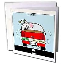 Londons Times Funny Cow Cartoons - Cow Manure - Greeting Cards-6 Greeting Cards with envelopes