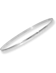 14k White Gold, Classic Plain Polished Slip On Bangle Bracelet 3mm Width