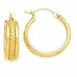 14k Gold Rope Design Hoop Earrings