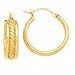 14k Gold Rope Design Hoop Earrings title=
