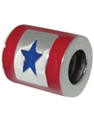 Genuine Zable (TM) Product. 925 Sterling Silver Blue Star Flag Bead Charm. 100% Satisfaction Guaranteed.