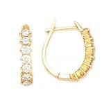 14k Yellow Gold & Diamond Oval Drop Hoop Earrings (0.70ctw)