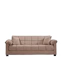 Furniture online: Handy Living CAC4-S1-AAA85 050 Living Room Convert-A-Couch Microfiber Sleeper Sofa With Pillow Top Arms, Mocha With 2 Decorative Decorative Throw Pillows