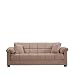 Handy Living CAC4-S1-AAA85 050 Living Room Convert-A-Couch Microfiber Sleeper Sofa With Pillow Top Arms, Mocha With 2 Decorative Decorative Throw Pillows